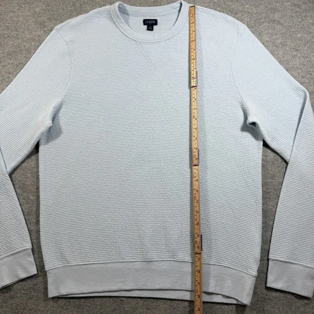 J. Crew Waffle Knit Sweatshirt Mens M Light Blue Crewneck Cotton Casual Pullover